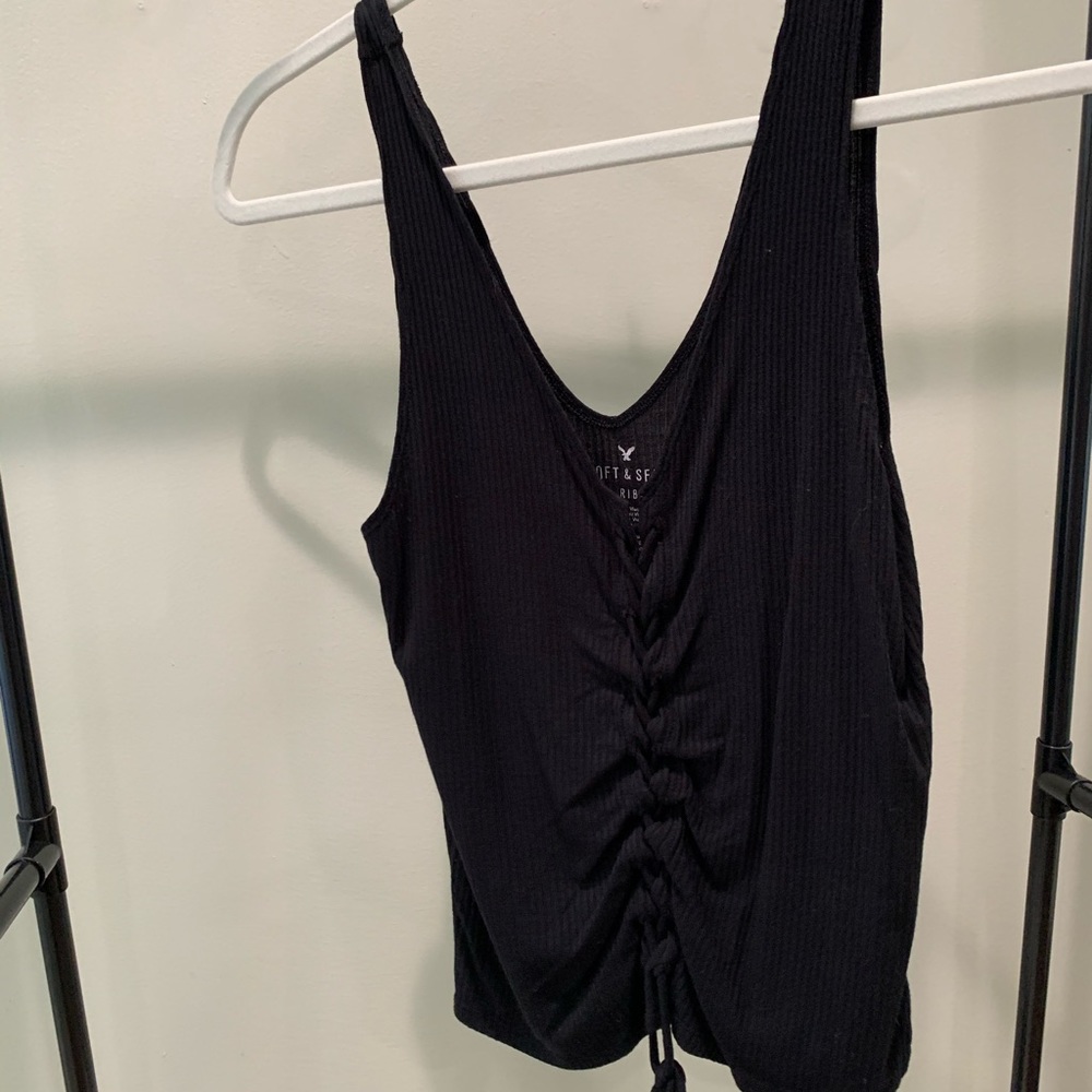 American Eagle Scrunched Black Tank Top
